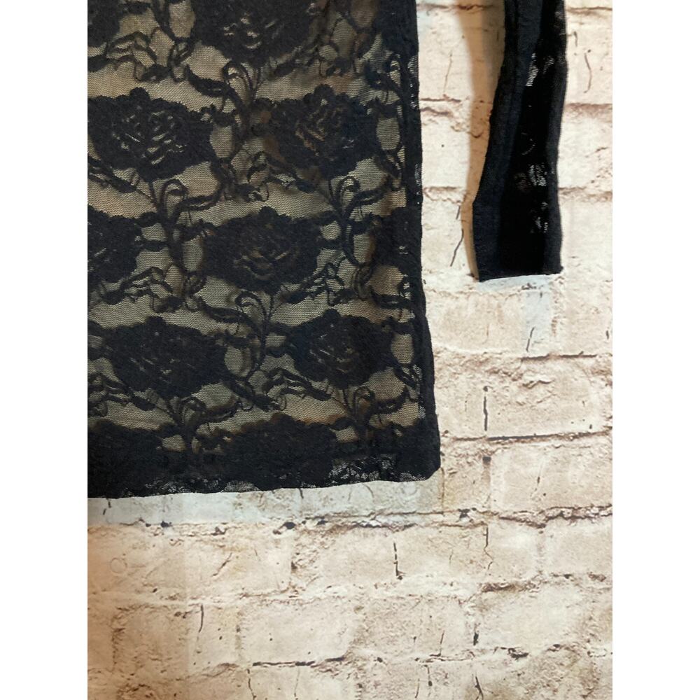 Jessica Max U.S.A. Top Womens Medium Black All Over Lace Fairy Whimsigoth Grunge - Picture 6 of 12